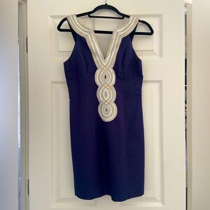 Lilly Pulitzer shift dress navy and gold 0